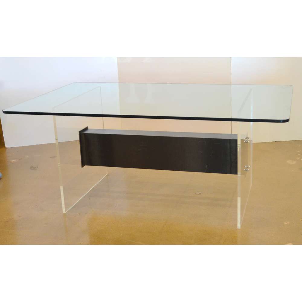 Lucite Glass And Steel Table Or Desk After Karl Springer The