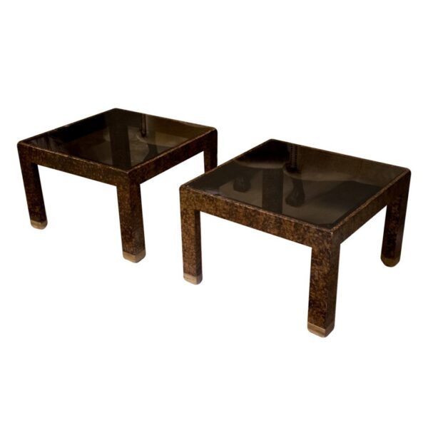 SOLD - Tortoise Shell Parsons Tables - Pair