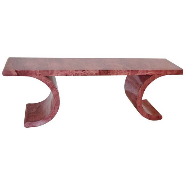 Sold - Karl Springer Style Rose Goatskin Console Table