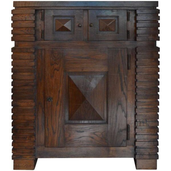 SOLD - Henry Jacques Le Même Cubic Cabinet, Fumed Oak, circa 1930