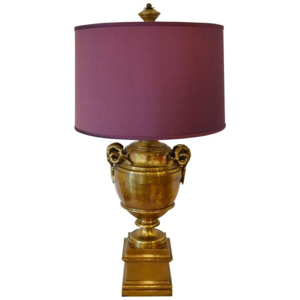 SOLD - Large Chapman Brass Lamp with Rams Head Detail