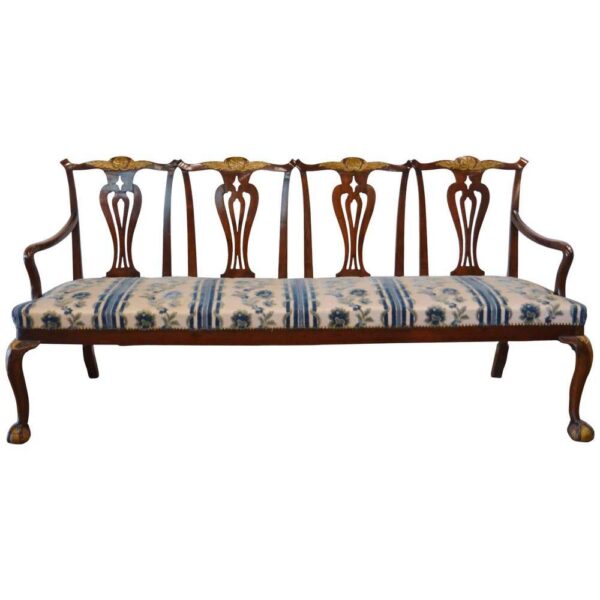 SOLD - Chippendale Style Mahogany Four-Seat Back Settee