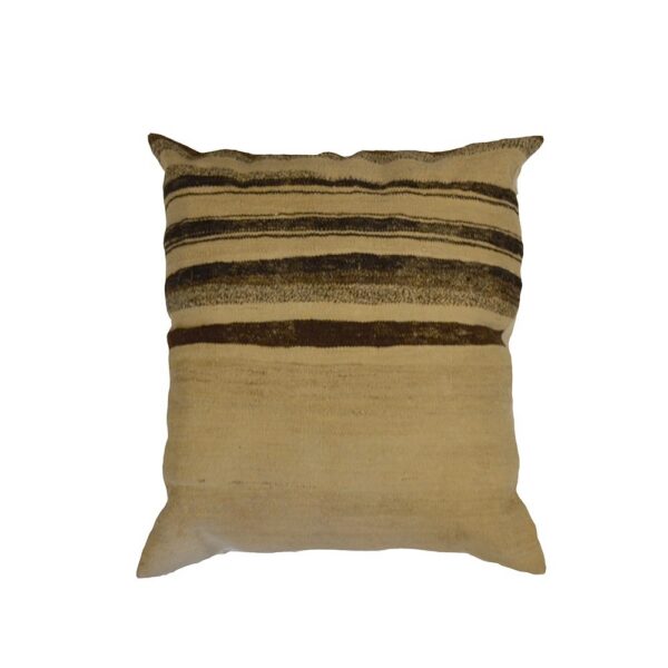 SOLD - Large Brown Stripe Flat Weave Pillow