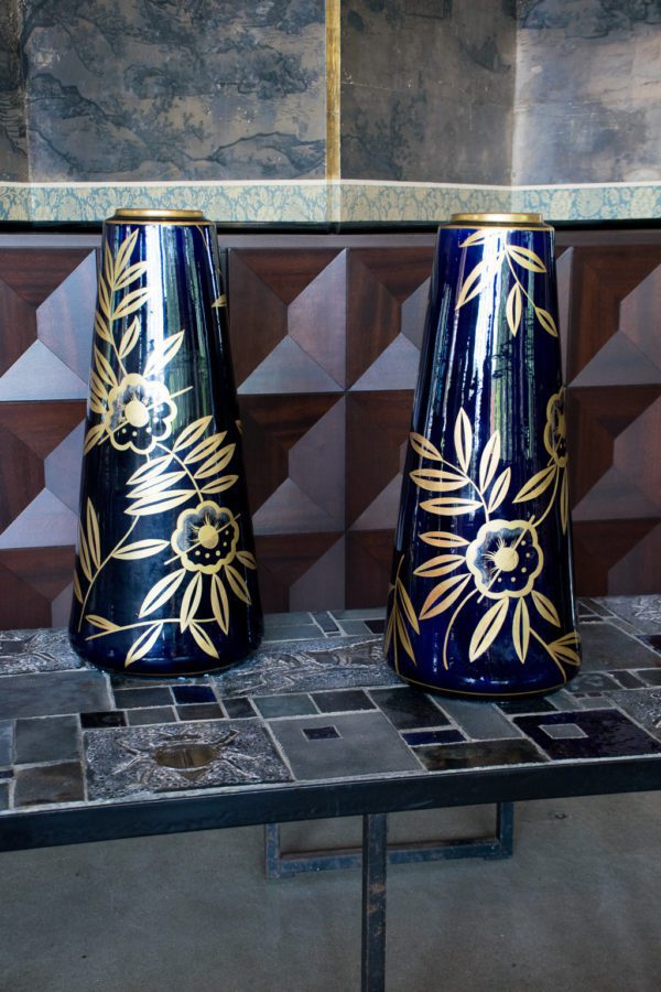 Art Nouveau Cobalt Blue and Gold Vases by Gustave Asch, Pair – The ...