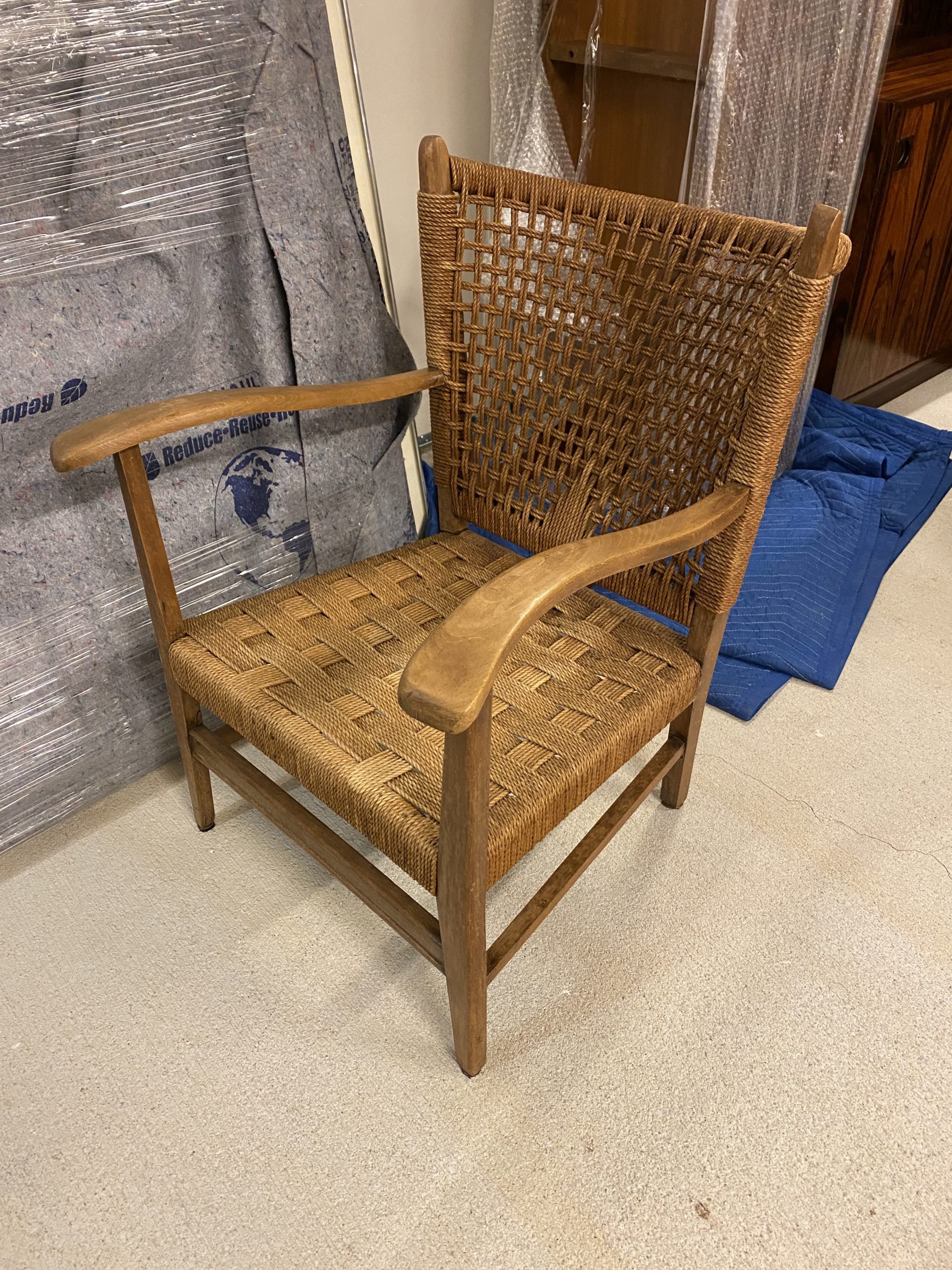 sold  european oak and woven chair