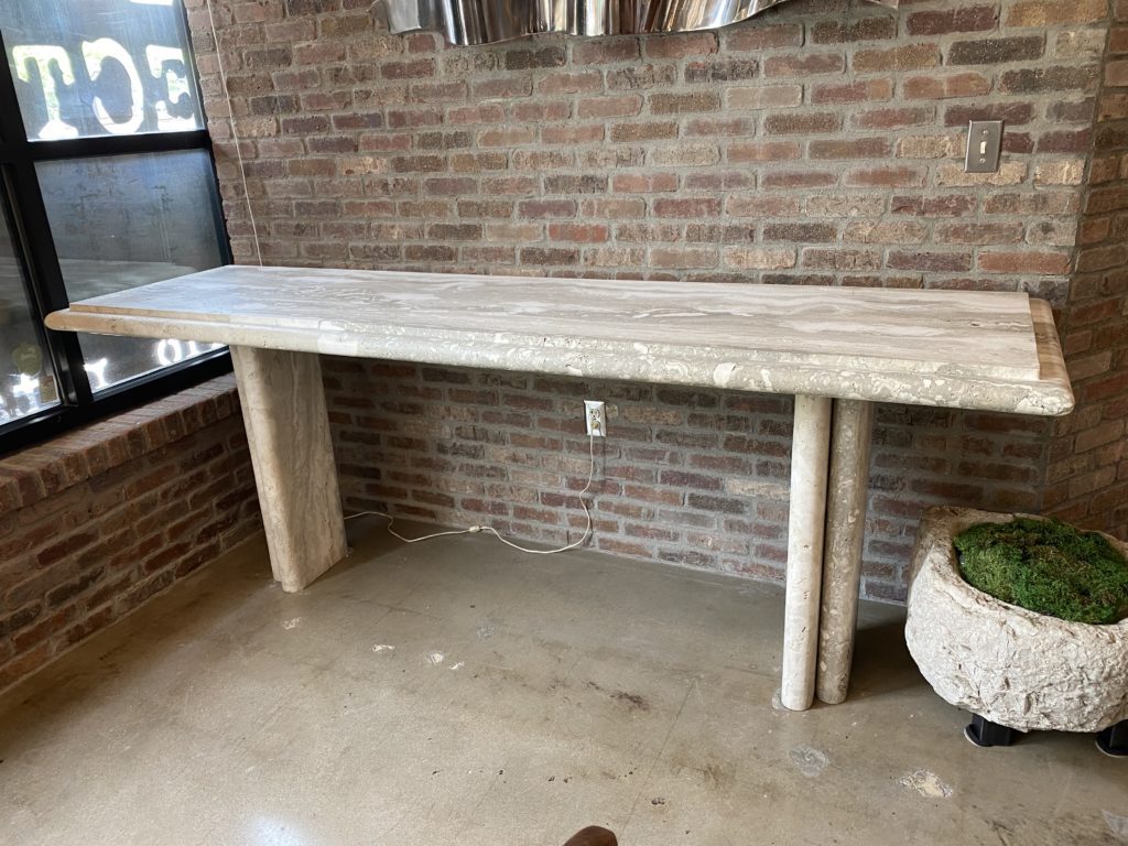 SOLD Travertine Marble Console Table, 1970’s The Renner Project