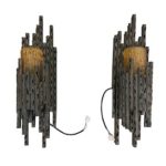 Pair Brutalist Wall Sconces, France, 1960's