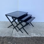 Three Black Glass Nesting Tables, France, 1950's - Image 2