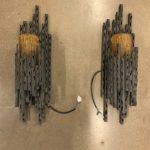 Pair Brutalist Wall Sconces, France, 1960's - Image 2