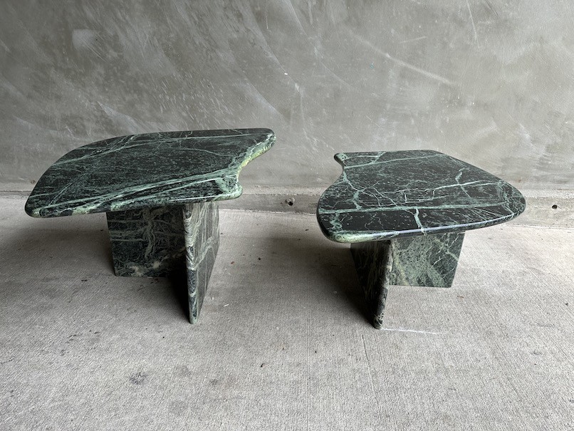 Green Marble Cocktail Table or Side Table, Italy, 1970’s (Two Available ...