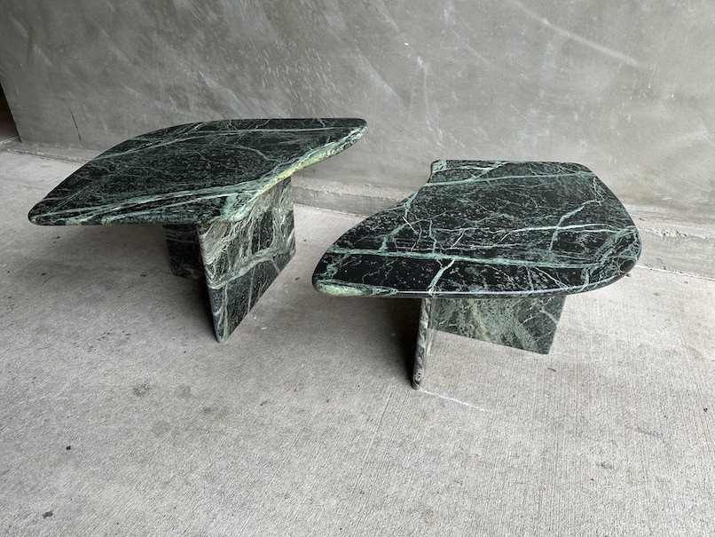Green Marble Cocktail Table or Side Table, Italy, 1970’s (Two Available ...