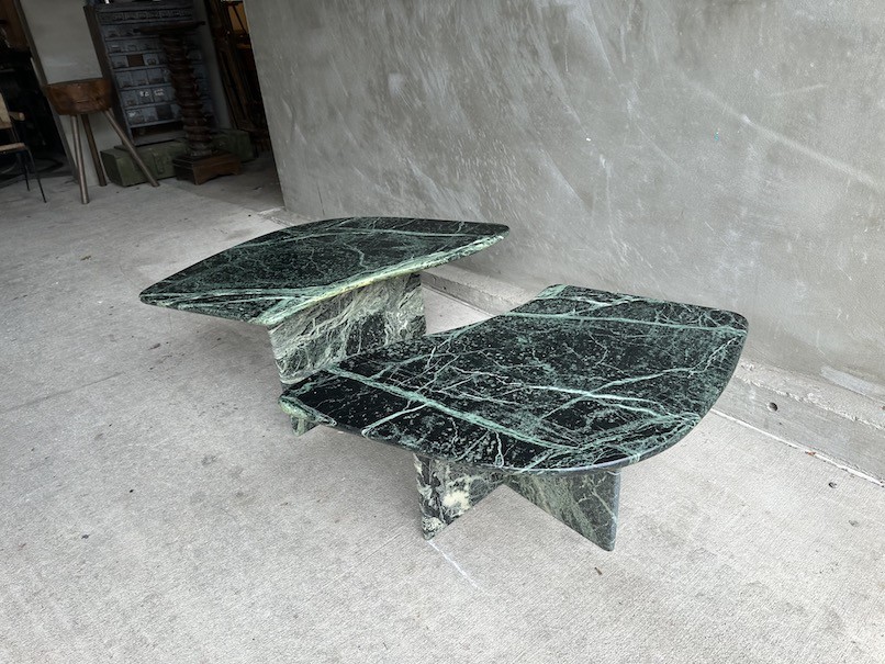 Green Marble Cocktail Table or Side Table, Italy, 1970’s (Two Available ...