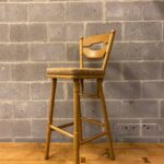 Turned Oak Rush Seat Barstools, Belgium, 1960's            (Four Available) - Image 2