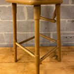 Turned Oak Rush Seat Barstools, Belgium, 1960's            (Four Available) - Image 4