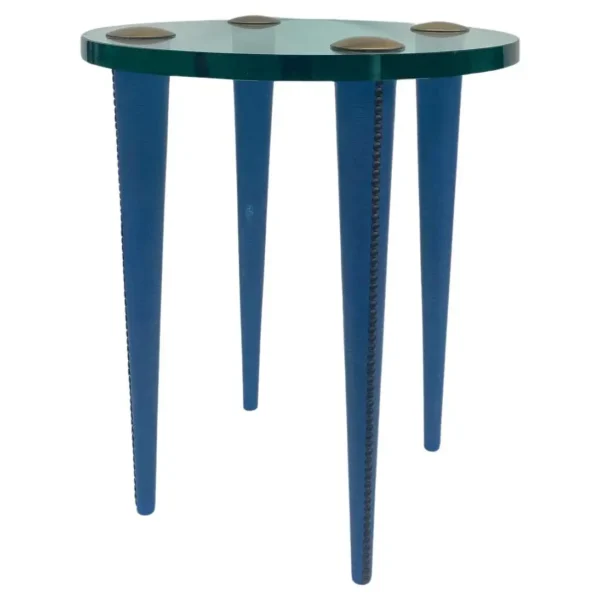 SOLD- Gilbert Rohde Glass and Leather Side Table, USA, 1940's