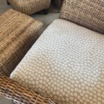 Pair of Rattan Wingback Chairs & Ottomans, France, 1940's - Image 8