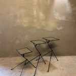 Set of Three Metal and Mirror Nesting Tables, France, 1950's - Image 2