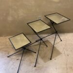 Set of Three Metal and Mirror Nesting Tables, France, 1950's - Image 3