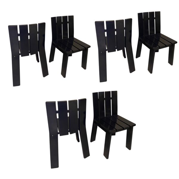 Set of Six Gloss Black Dining Chairs, NL, 1980's