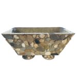 Angular Concrete Planter with Stones, France, 1950's