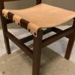 Set of Six Wood and Leather Dining Chairs, France, 1970's - Image 6