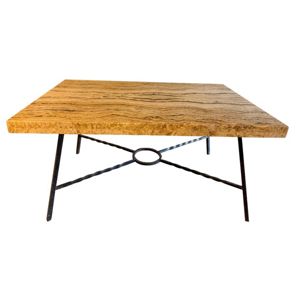 Travertine and Iron Cocktail Table, France, 1960's