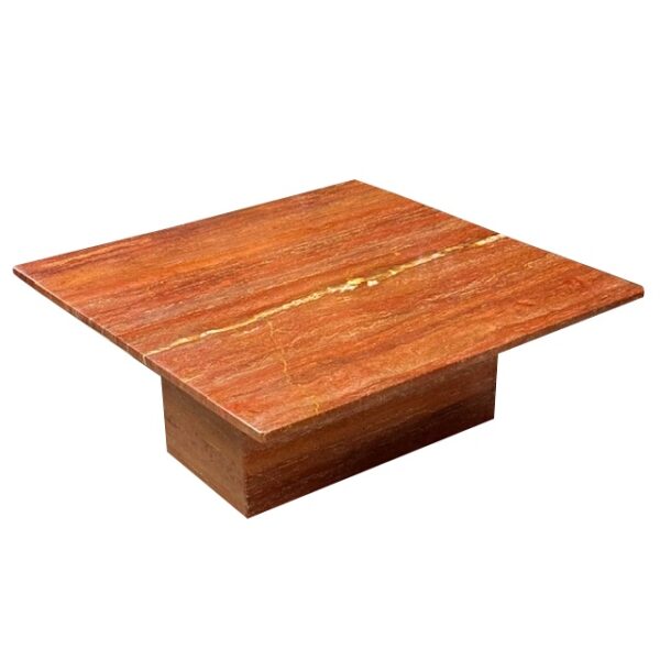 Terracotta Marble Square Cocktail Table, France, 1970's