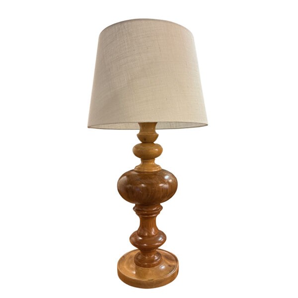 Turned Profile Solid Wood Lamp, France, 1950's