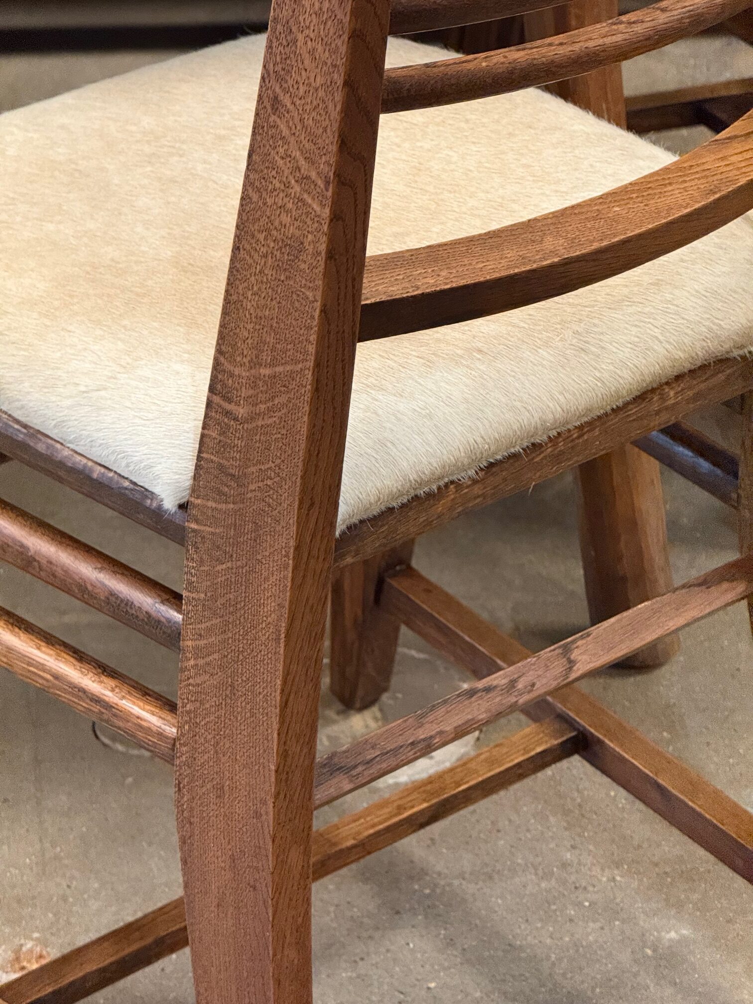 Oak and Hide Dining Chair, France, 1950's - Image 3