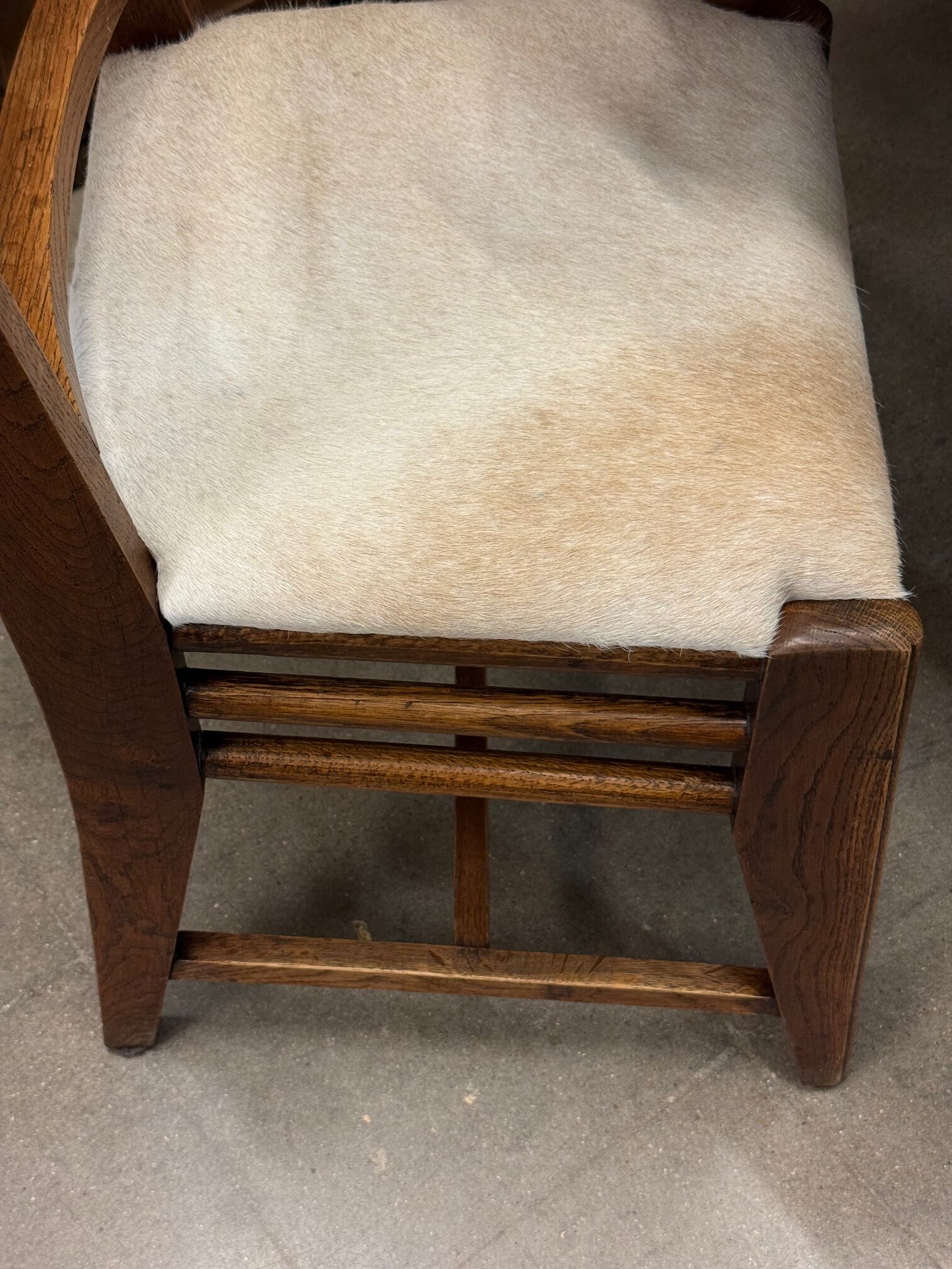Oak and Hide Dining Chair, France, 1950's - Image 4