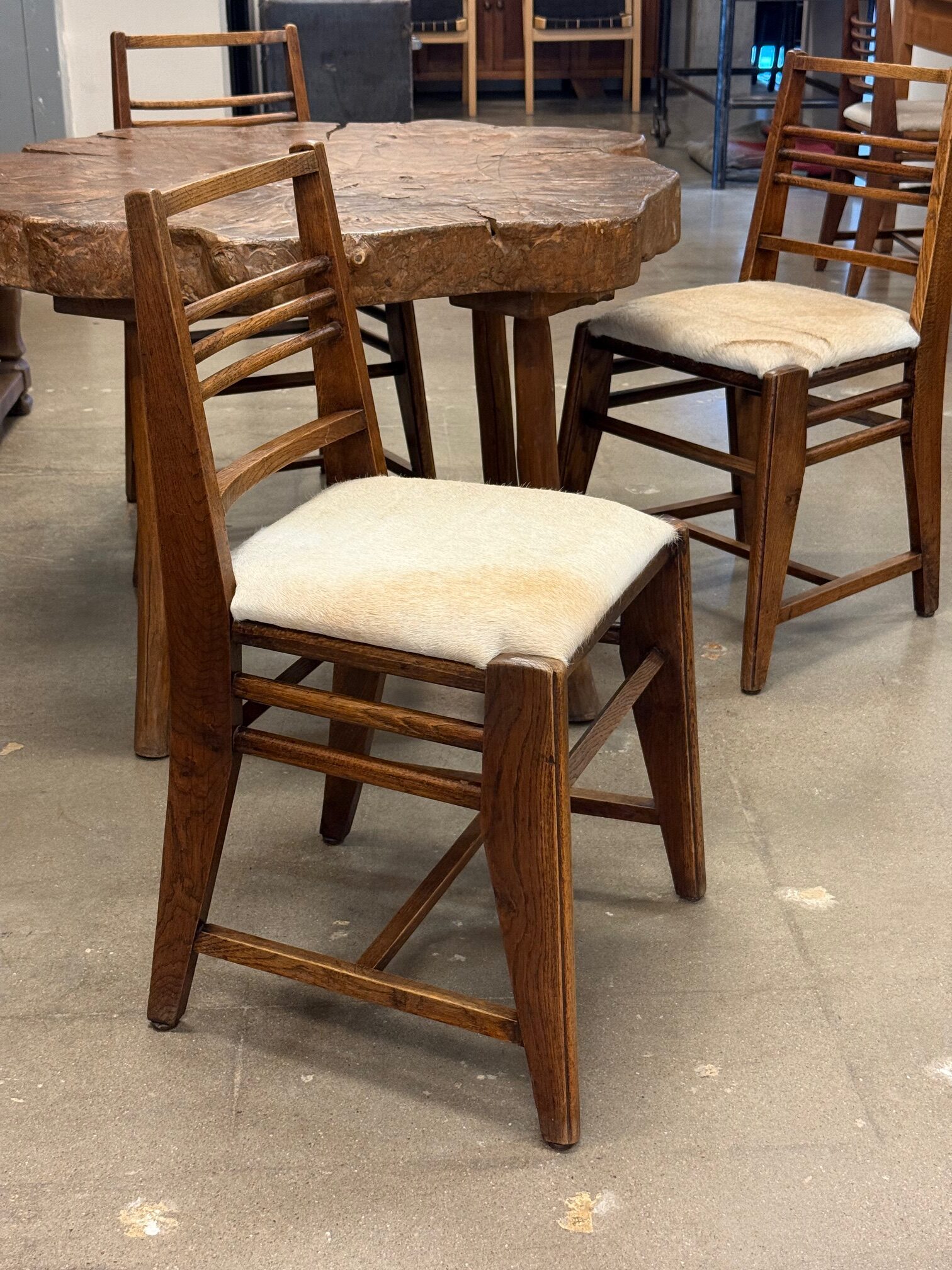 Oak and Hide Dining Chair, France, 1950's - Image 2