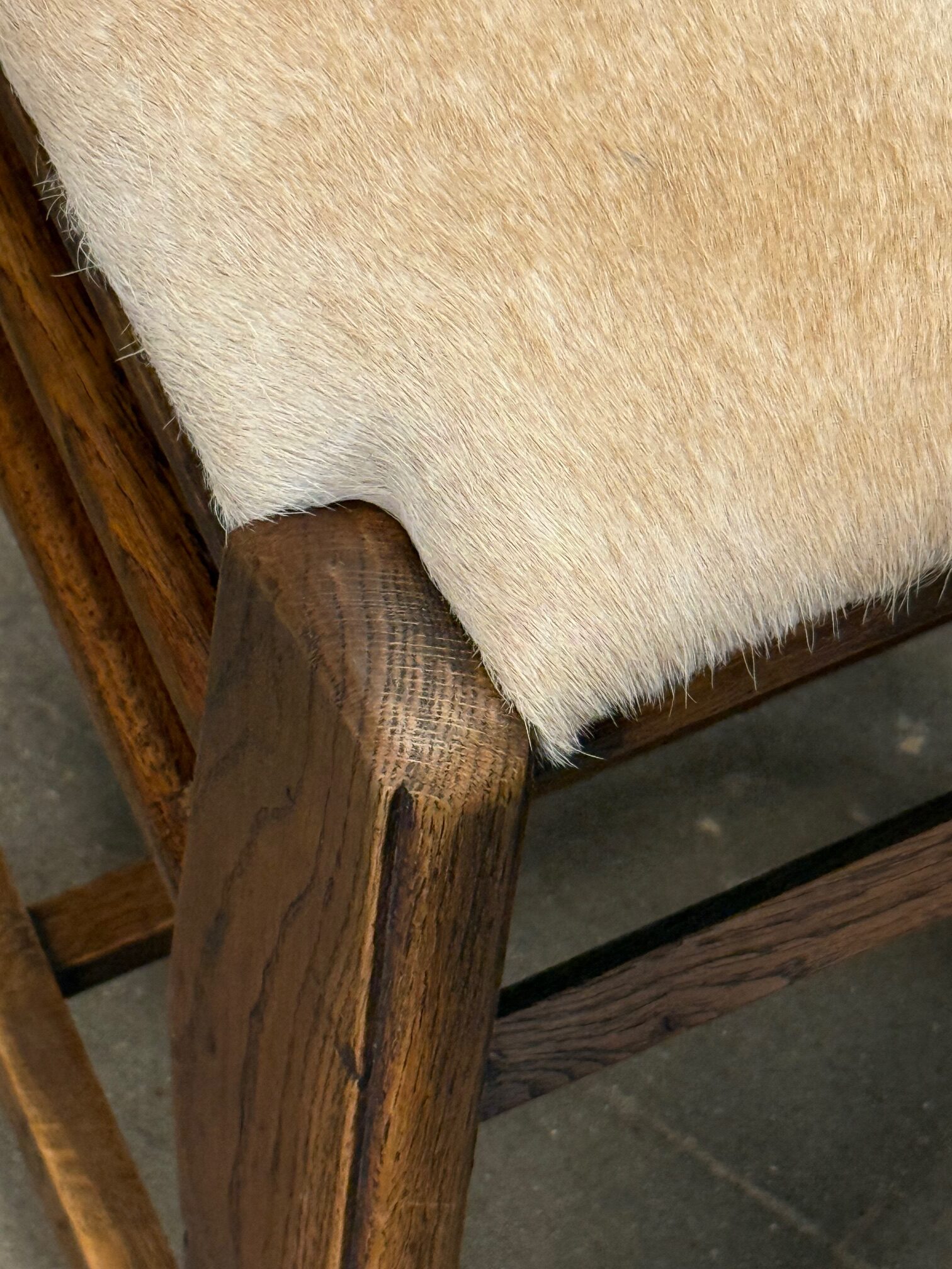 Oak and Hide Dining Chair, France, 1950's - Image 6