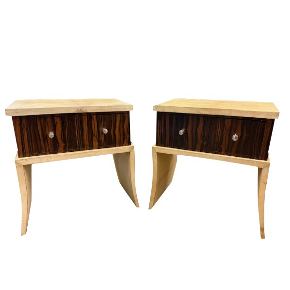 Parchment and Ebony Nightstands, France, 1960's