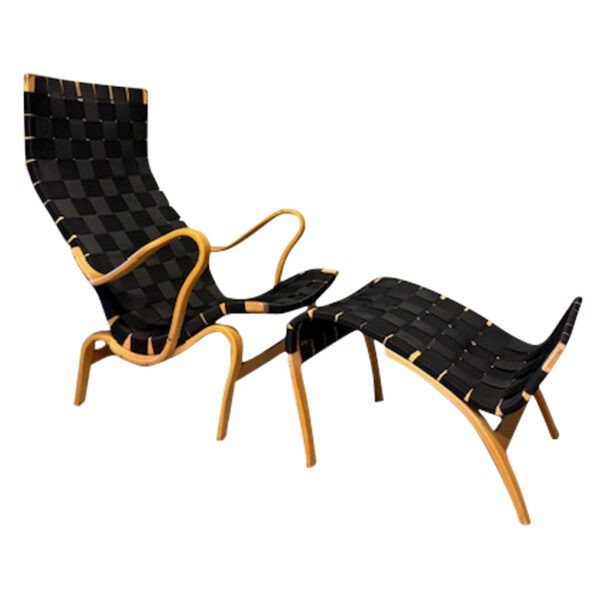 Pernilla Lounge Chair and Ottoman by Bruno Mathsson, Sweden, 1970's