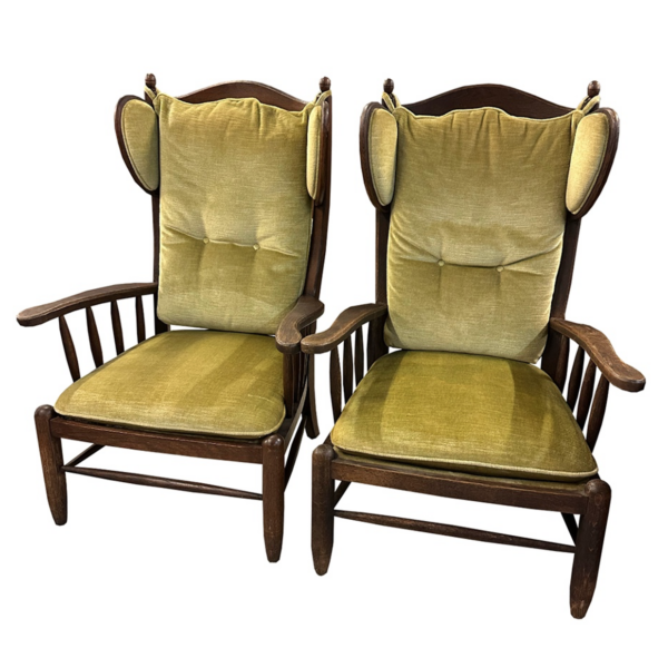 Dark Oak Chalet Wingbacks, France 1940's