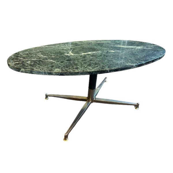 Green Marble Oval Cocktail Table, Italy, 1960's
