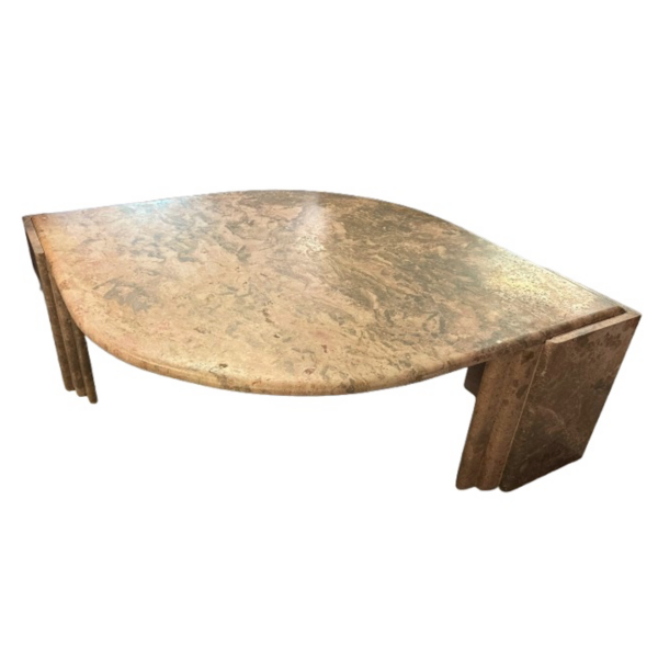 Teardrop Marble Cocktail Table in Rose and Gray/Green, Italy, 1970's